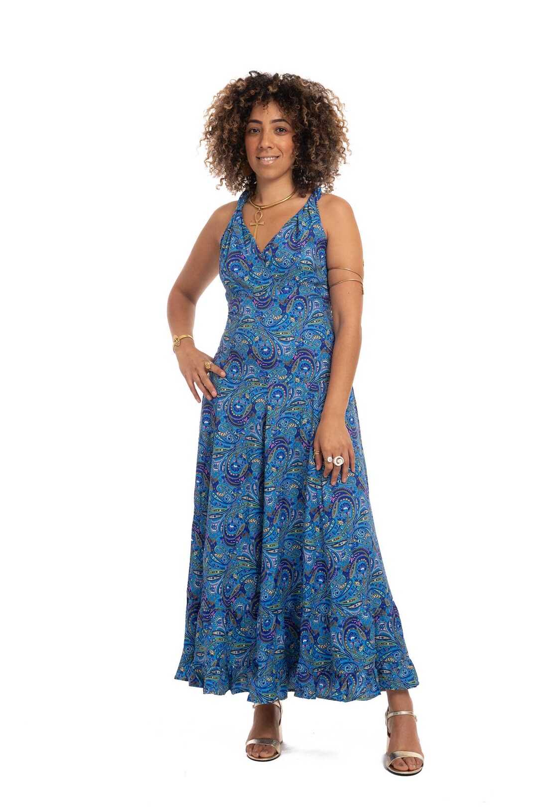 floaty boho dress Boho Maxi Summer Dress Blue / S-M