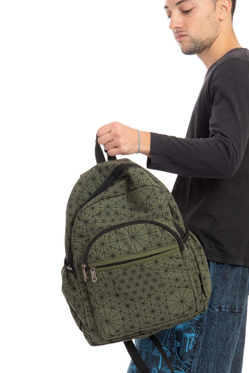 Geometric Rucksack Geometric Sacred Geometry Print Cotton Rucksack, Hippie Backpack ...
