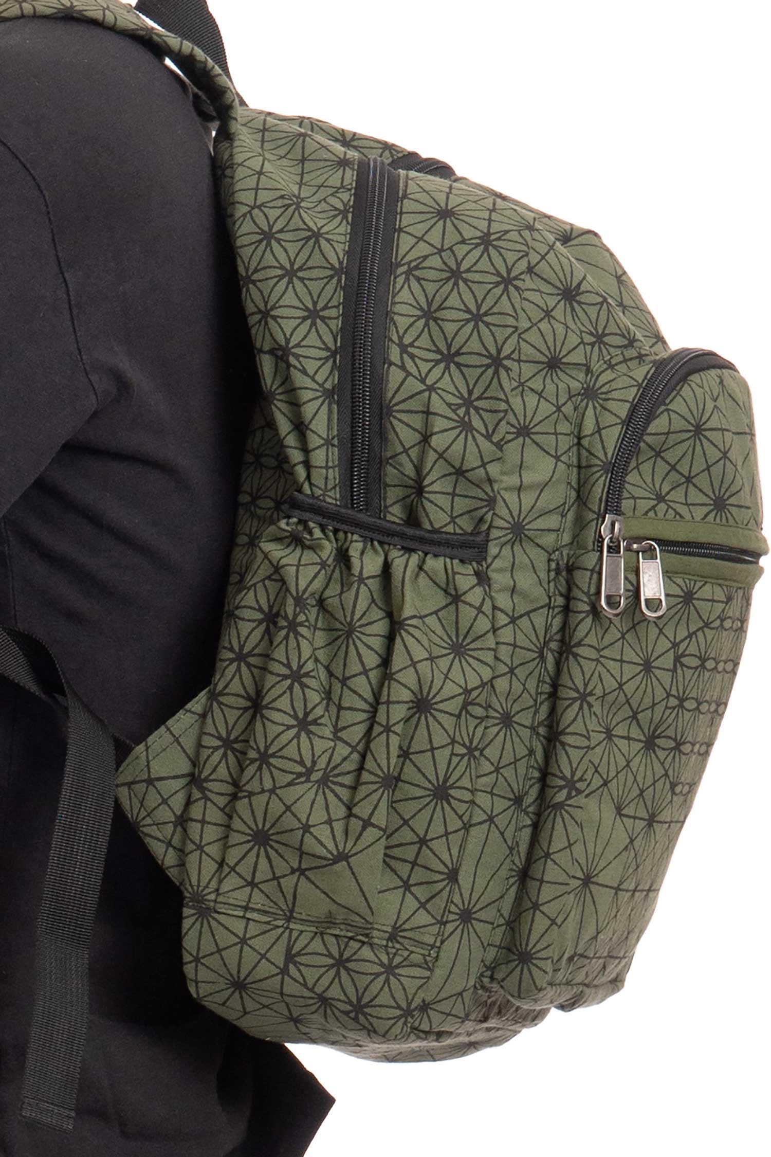 Geometric Rucksack Geometric Sacred Geometry Print Cotton Rucksack, Hippie Backpack ...