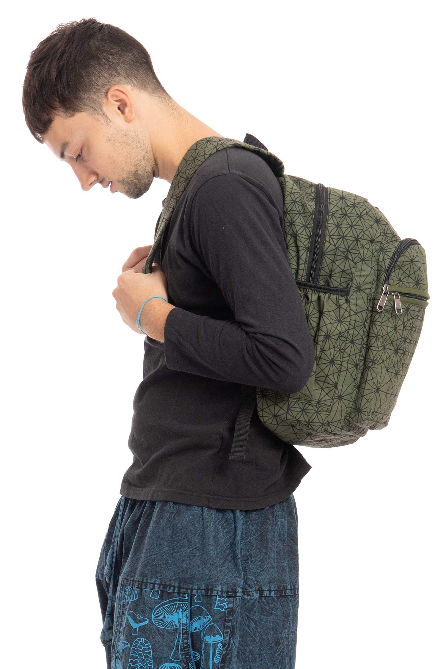 Geometric Sacred Geometry Print Cotton Rucksack, Hippie Backpack ...