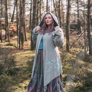 Elven Samt Mantel in Grau