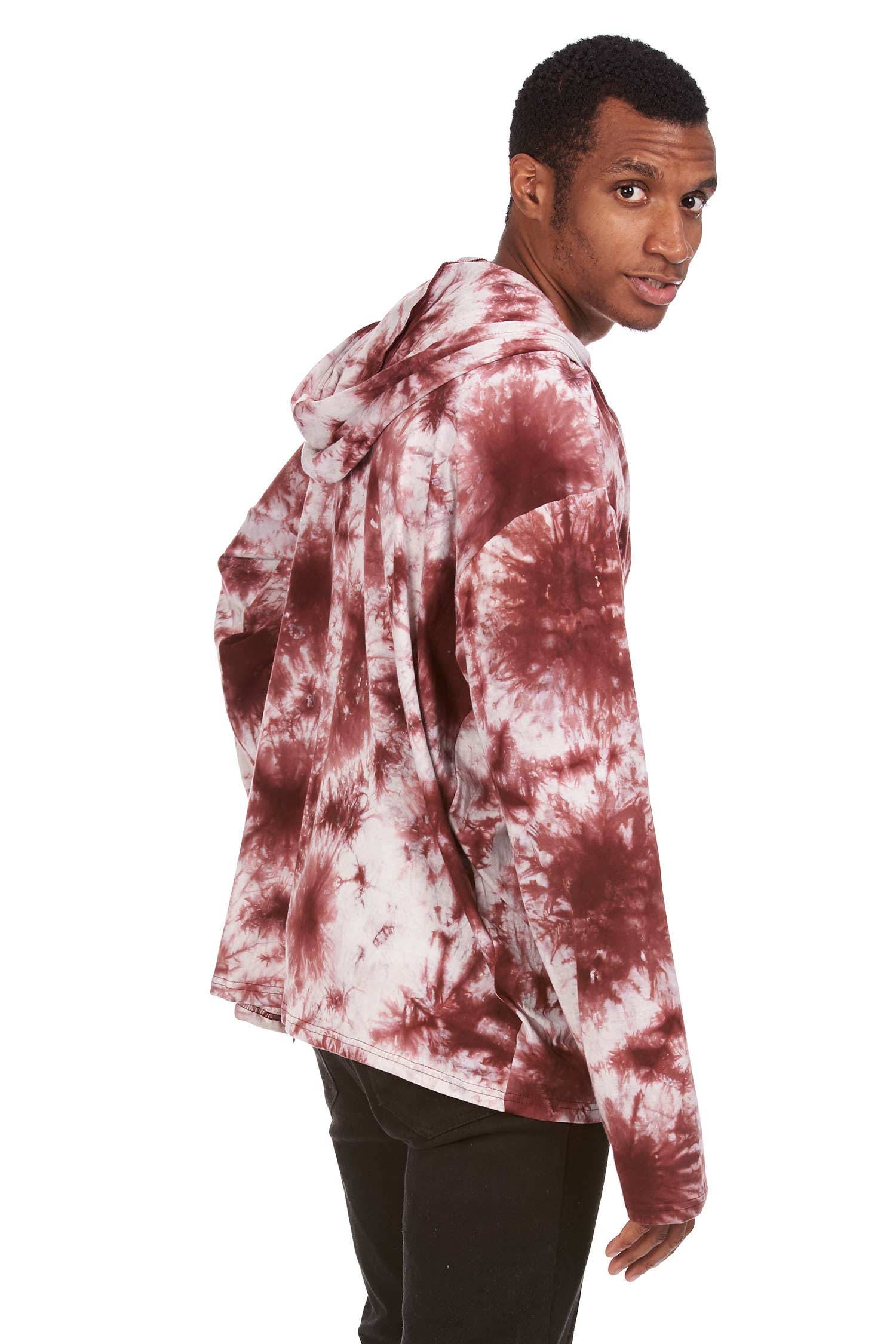 Image of Tie Dye Hoodie, Mens Hippie Clothing, Mans Tie Dye Long Sleeve Tee, Hippy Wear, Doof Tye Tiedye Boho | M Left