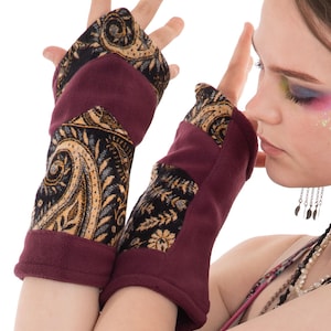Ren Fayre Faerie Arm Warmers, Hippie Armwarmers, Festival Wristwarmers for Fairy Women, Fairycore Cottagecore Gloves