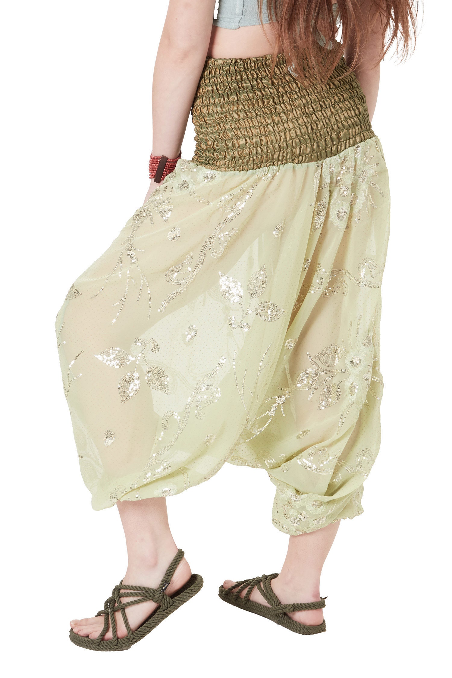 Image of Embroidered Sequin Harem Pants