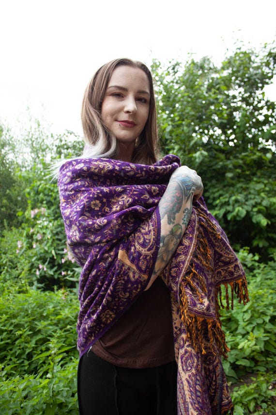Écharpe Large Unie MAUVE - Étole Châle En Cachemire Mélangé - Top Qualité - Neuf Avec étiquettes