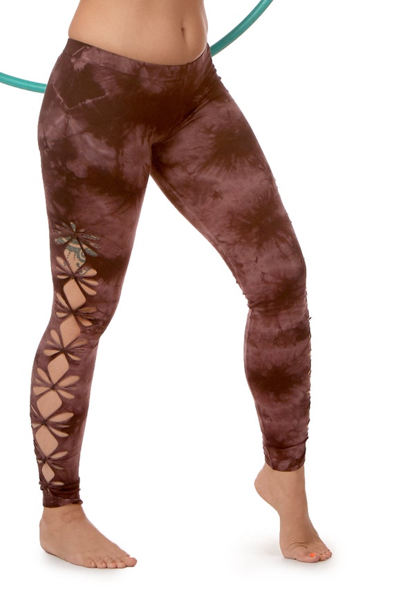 TIE DYE LEGGINGS Tribal Leggings Brown 
