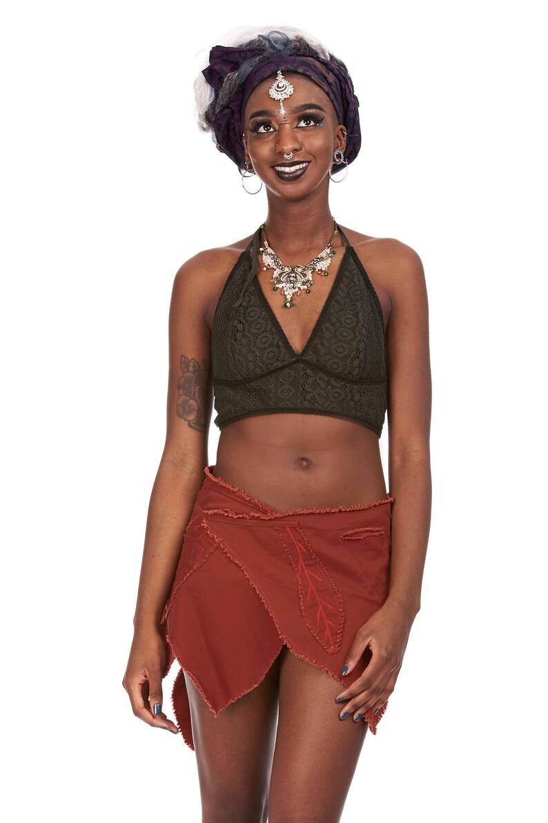 ladies summer fae skirt ELF LEAF SKIRT doof wear woodland faery clothing pixie festival leaf hem mini skirt psy trance pixie skirt