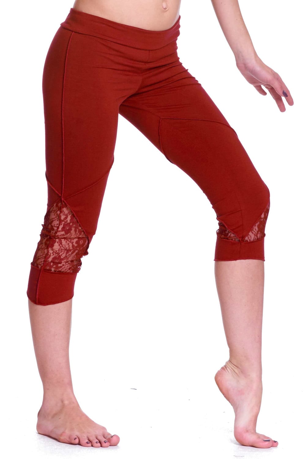 ORGANIC COTTON LEGGINGS yoga pixie leggings rust red psy Etsy