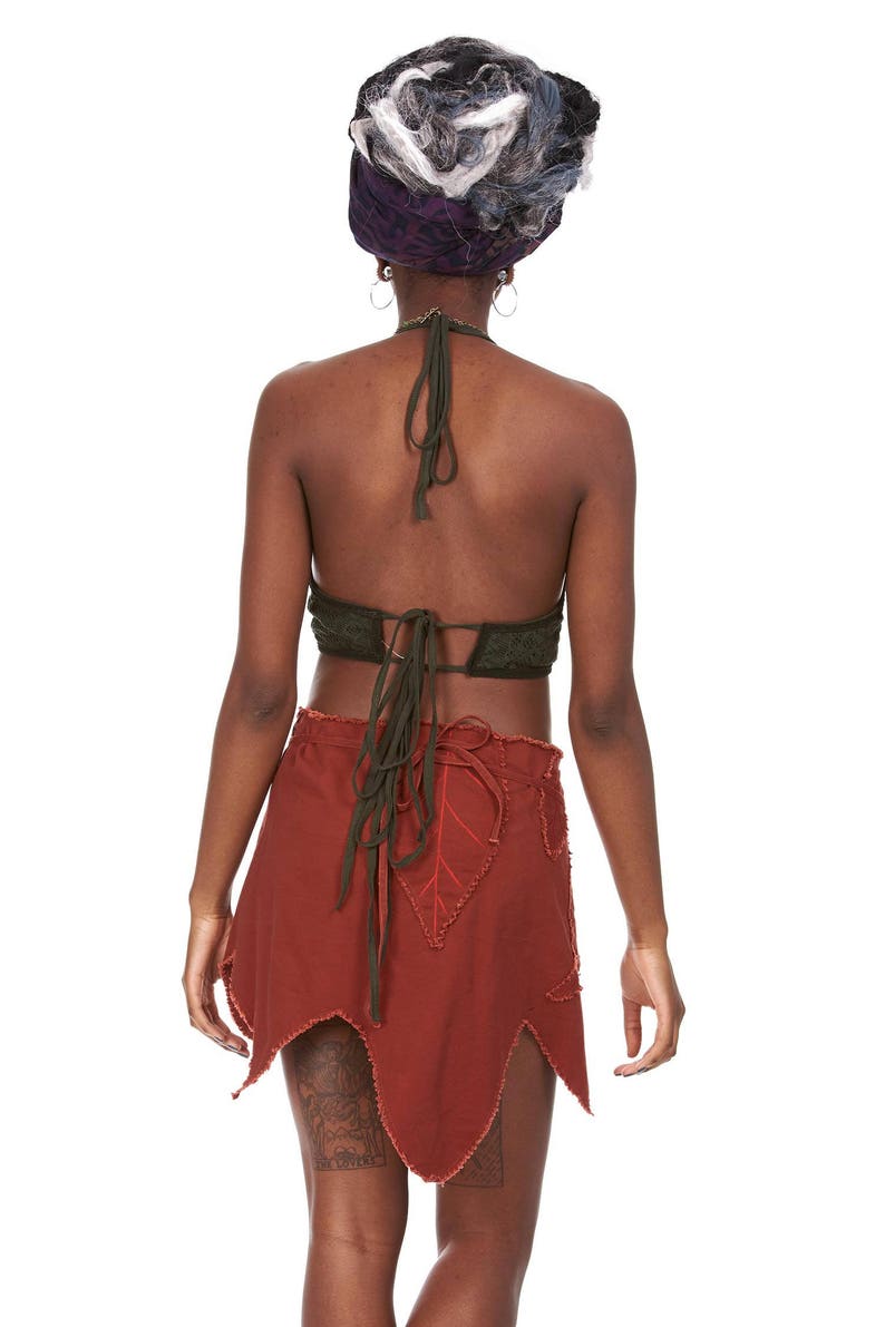 ladies summer fae skirt ELF LEAF SKIRT doof wear woodland faery clothing pixie festival leaf hem mini skirt psy trance pixie skirt
