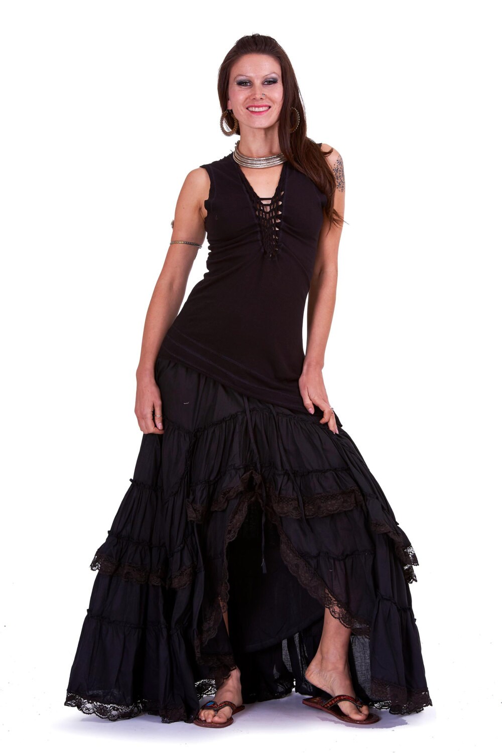 long black boho skirt