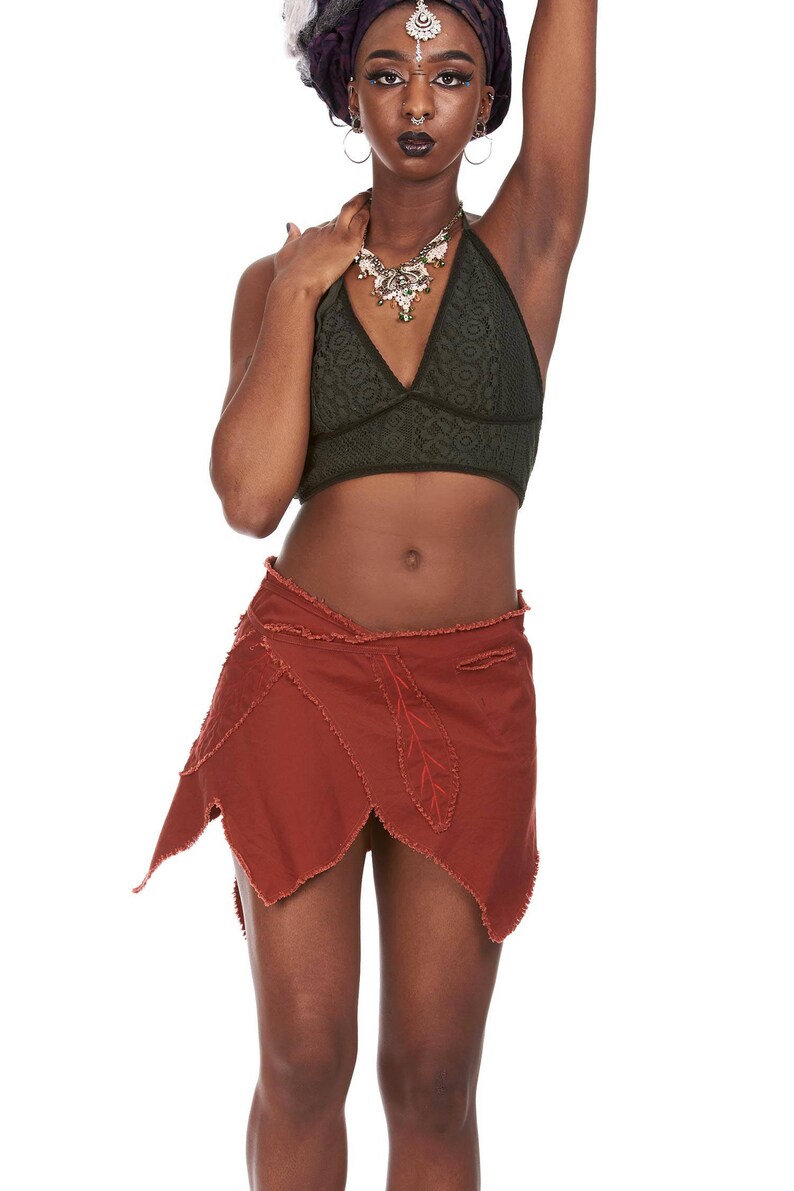 ladies summer fae skirt ELF LEAF SKIRT doof wear woodland faery clothing pixie festival leaf hem mini skirt psy trance pixie skirt