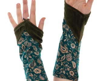 Woodland Fairy Arm Warmers, Hippie Armwarmers, Ren Faire Wristwarmers for Faerie Women, Long Elegant Cottagecore Gloves