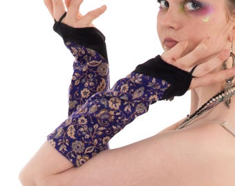Gothic Fairy Arm Warmers, Hippie Armwarmers, Ren Faire Wristwarmers for Faerie Women, Long Elegant Cottagecore Gloves