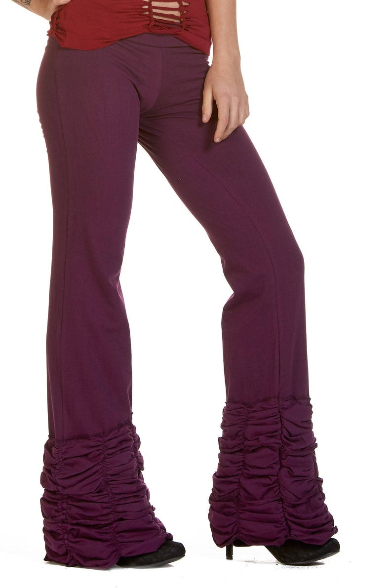 long purple bootcut steampunk pants boho trousers STEAMPUNK LEGGINGS TROUSERS boho leggings psytrance clothing Burning Man