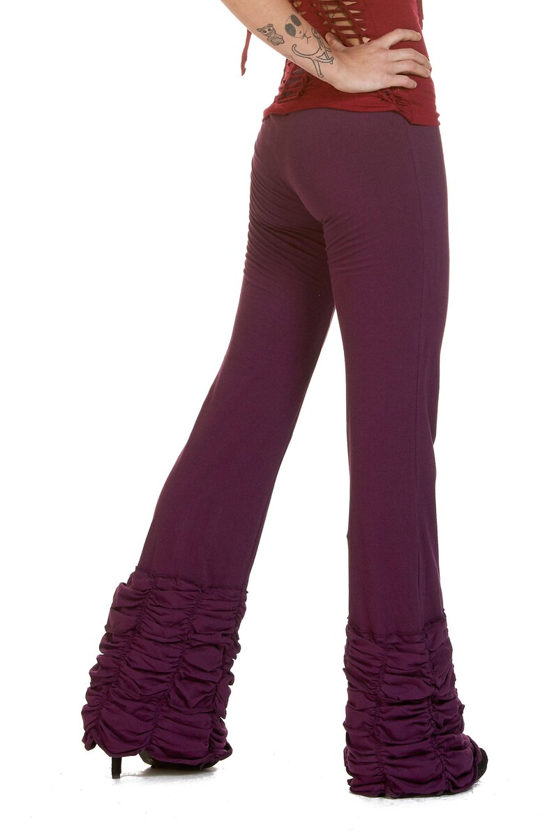 long purple bootcut steampunk pants boho trousers STEAMPUNK LEGGINGS TROUSERS boho leggings psytrance clothing Burning Man