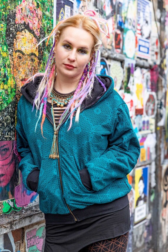 Buy Geometric Print Hoodie in Blue Online in India Etsy