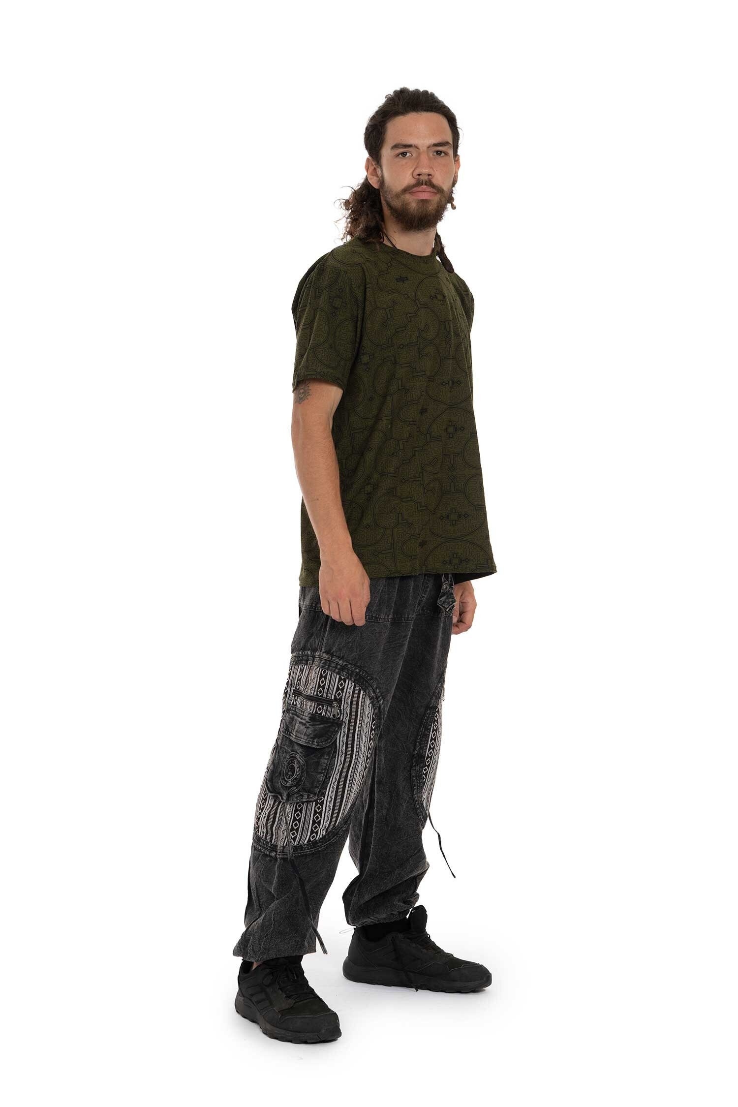 Grey Stonewash Hippy Jeans, Baggy Trousers for Men, Mens Festival Clothing, Mens Hippie Pants