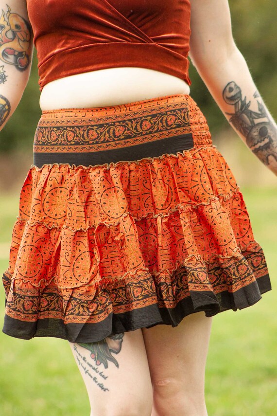 Floaty Mini Skirt Upcycled Sari Rara Skirt Hippie Summer Miniskirt Short Festival Skirt Ra Ra Skirt Etsy UK