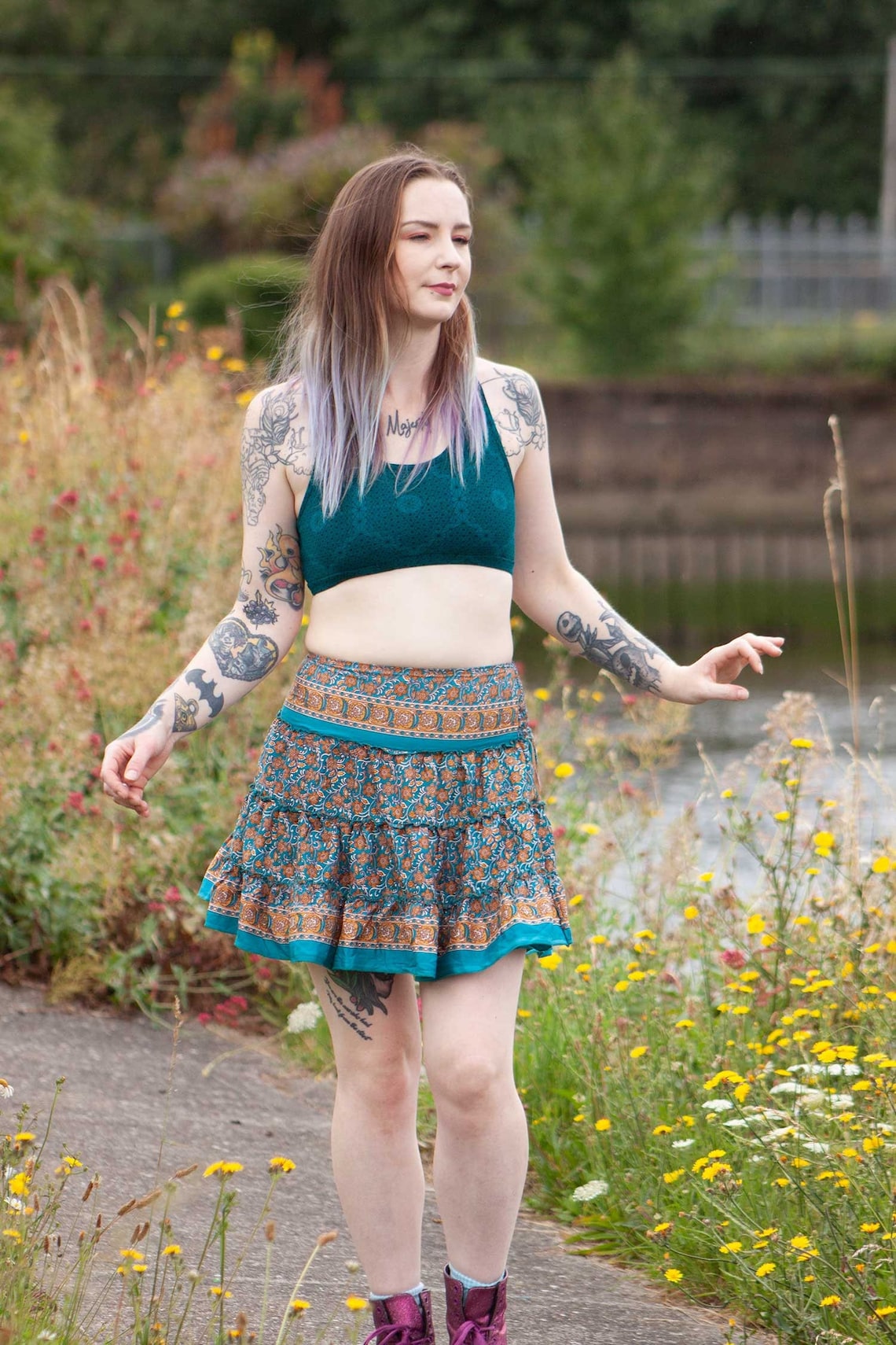 Floaty Mini Skirt, Upcycled Sari Rara Skirt, Hippie Summer Miniskirt ...