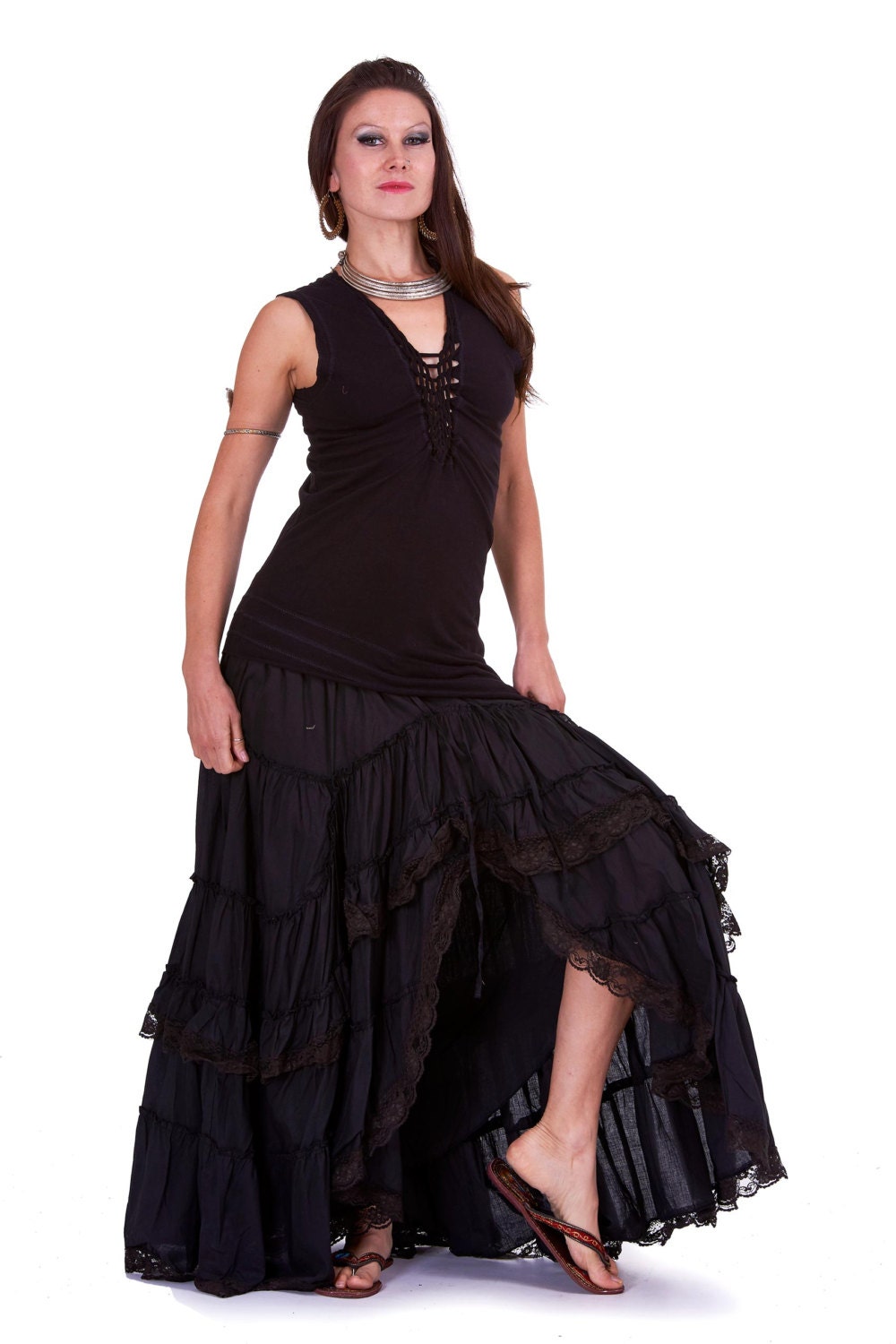 long black boho skirt