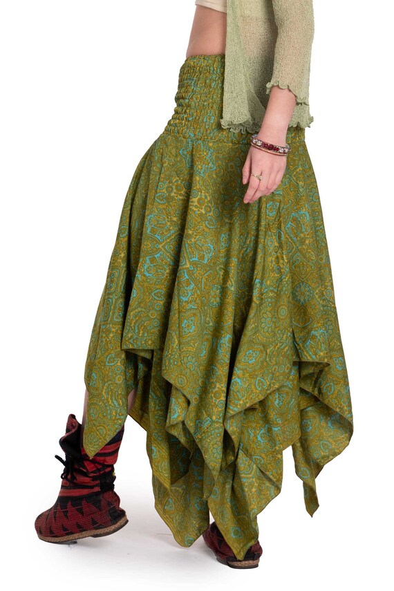 Jupe A Ourlet Pixie Vert Etsy France