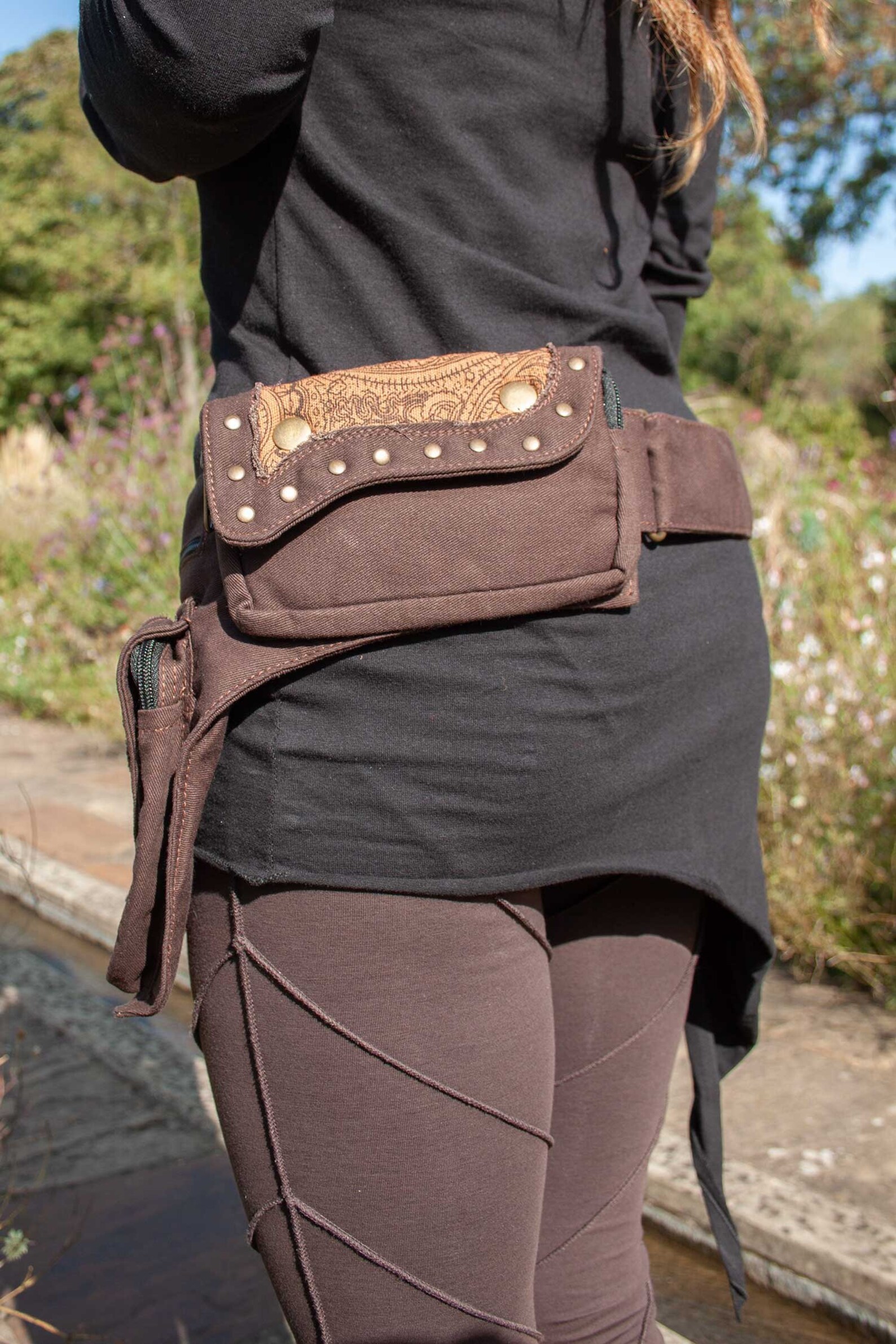 Festival Pocket Belt With Paisley Patten in Brown - Etsy