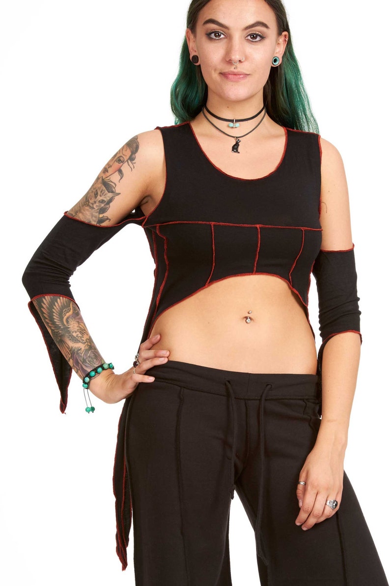 GOTHIC CROP TOP Goth Faerie Psy Trance Shoulderless Cut Out Etsy