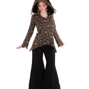 Paisley Shawl Jacket with Extra Large Tassled Hood, Hippy Jacket, Festival Clothing, Bohemian Jacket, Psy Trance Clothing, Elven Faerie Coat