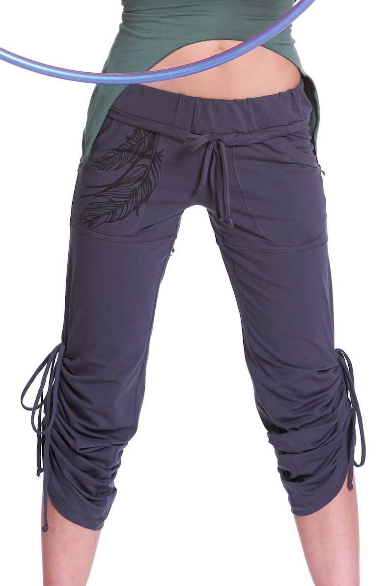 Organic Cotton Yoga Pants Trousers in Grey Etsy Australia