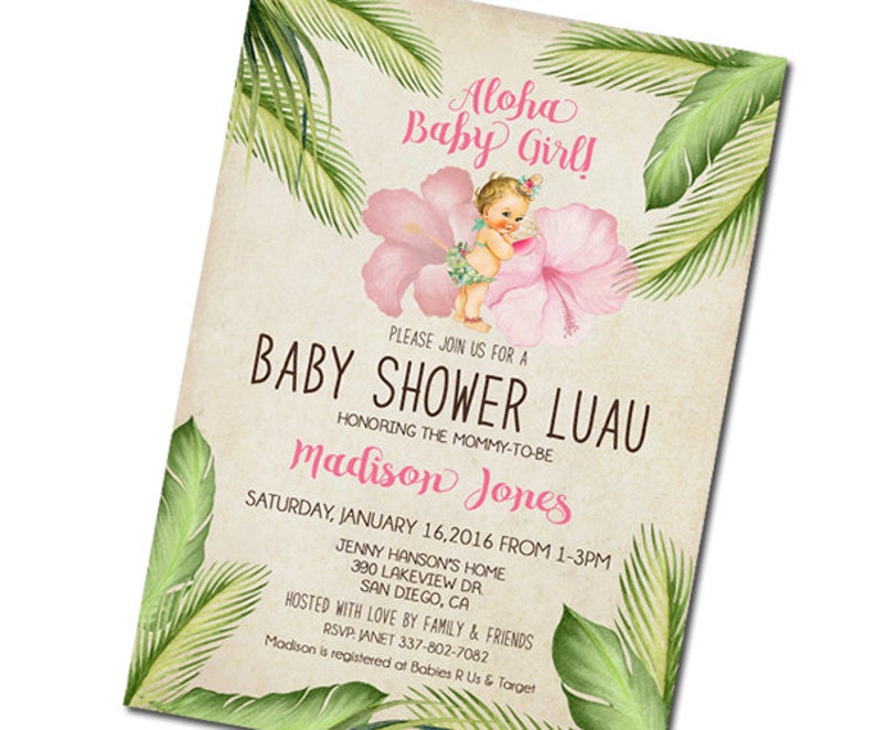 Aloha Baby Shower Invitation Luau Baby Shower Invitation Etsy