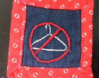Freedom of choice mug rug hand embroidered activist symbol