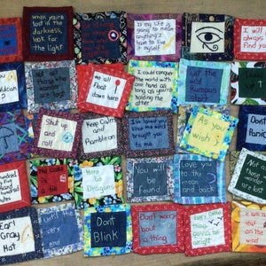 Pop culture geek centric mug rugs coasters hand embroidered