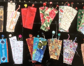 Fabric bookmark sets made from up cycled fabrics