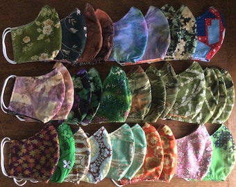 Three Cotton face masks two layers soft ear loops size medium