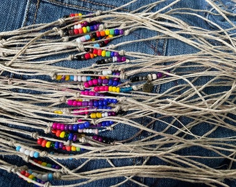 Pride bracelet rainbow minimalist hemp rainbow anklet or bracelet
