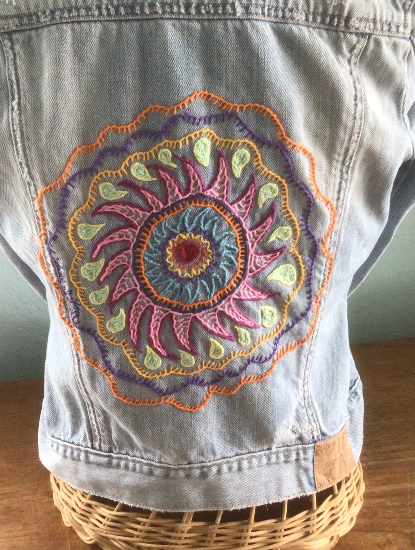 Framing A Mandala Stenciled On Burlap With A Thrifted Quilting