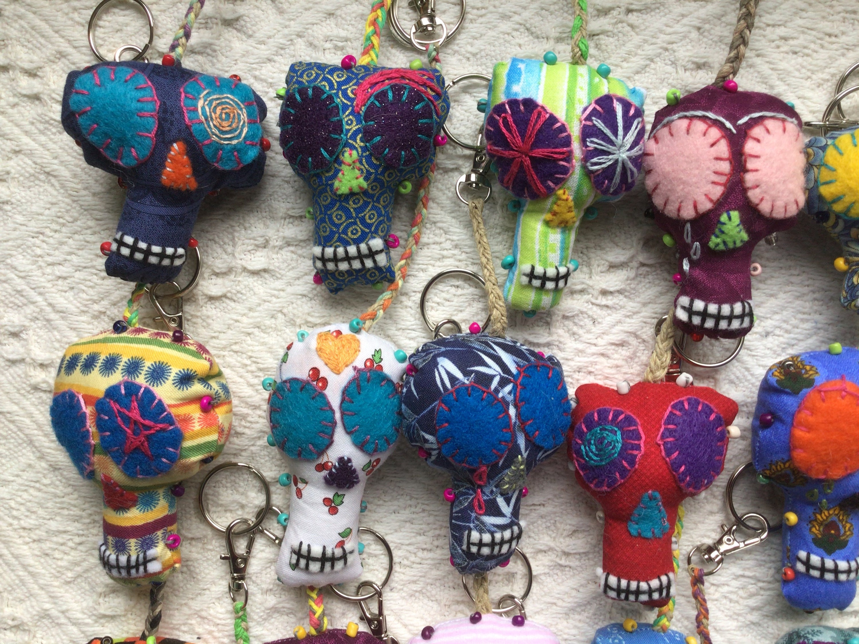 Dia De Los Muertos Day of the dead sugar skull key fob back | Etsy