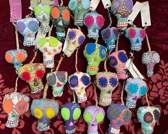 Dia De Los Muertos Day of the dead sugar skull key fob back pack zipper pulls car mirror decor purse charm
