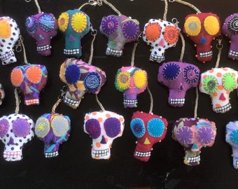 Dia De Los Muertos Day of the dead sugar skull key fob back pack zipper pulls car mirror decor purse charm