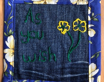 As you wish mug rug coaster princess bride geek coaster fabric coaster