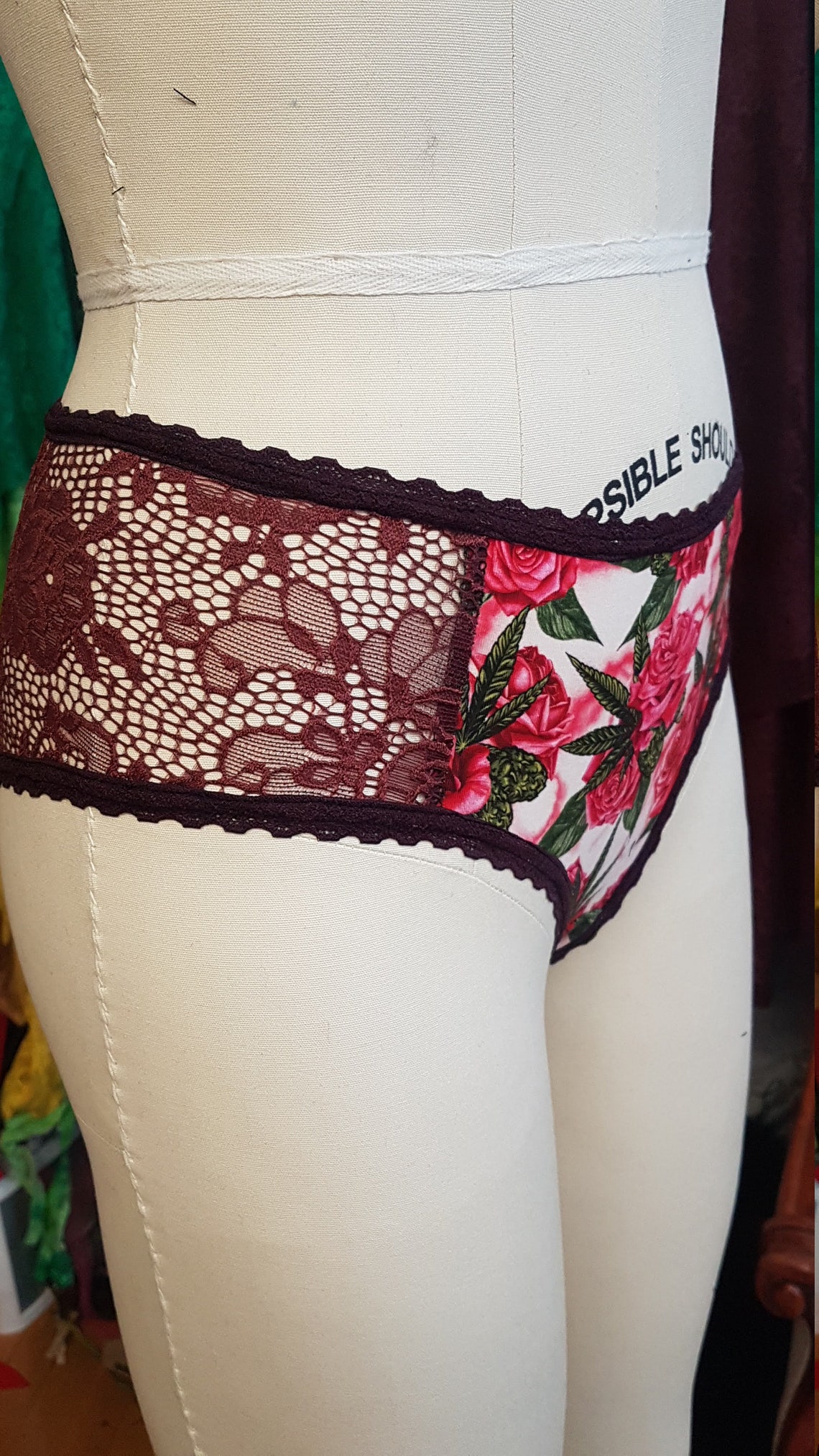 Stoner Lingerie Roses and Weed Classy Pot Lingerie Marijuana | Etsy