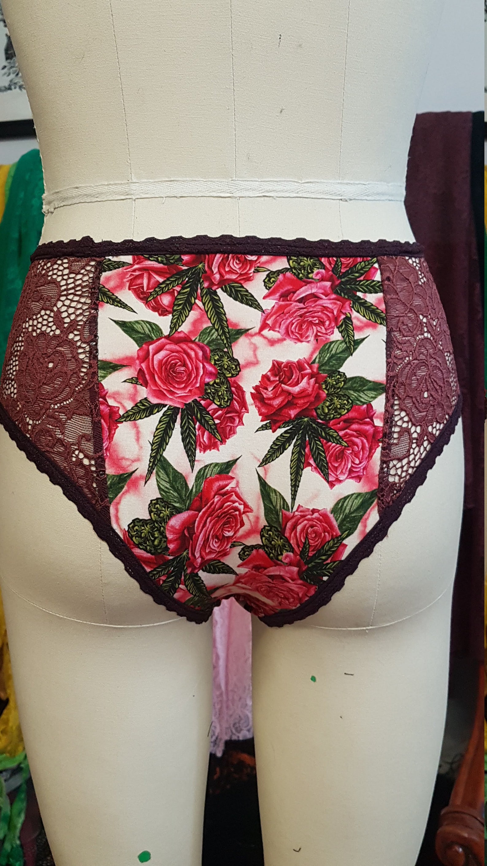 Stoner Lingerie Roses and Weed Classy Pot Lingerie Marijuana | Etsy