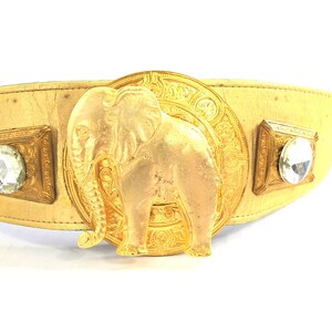 Vintage 80s Gold Faux Leather Elephant Belt Fits M/L image 3