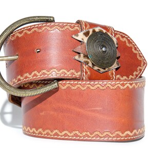 Porte-clés Vintage En Cuir Brun - Boucle Militaire Française Authentique - Occasion