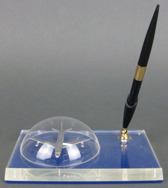 Rare Mad Men Era Vintage 1960s Twa Lucite Desk Set Hard To Find Engraved Paul Snavley