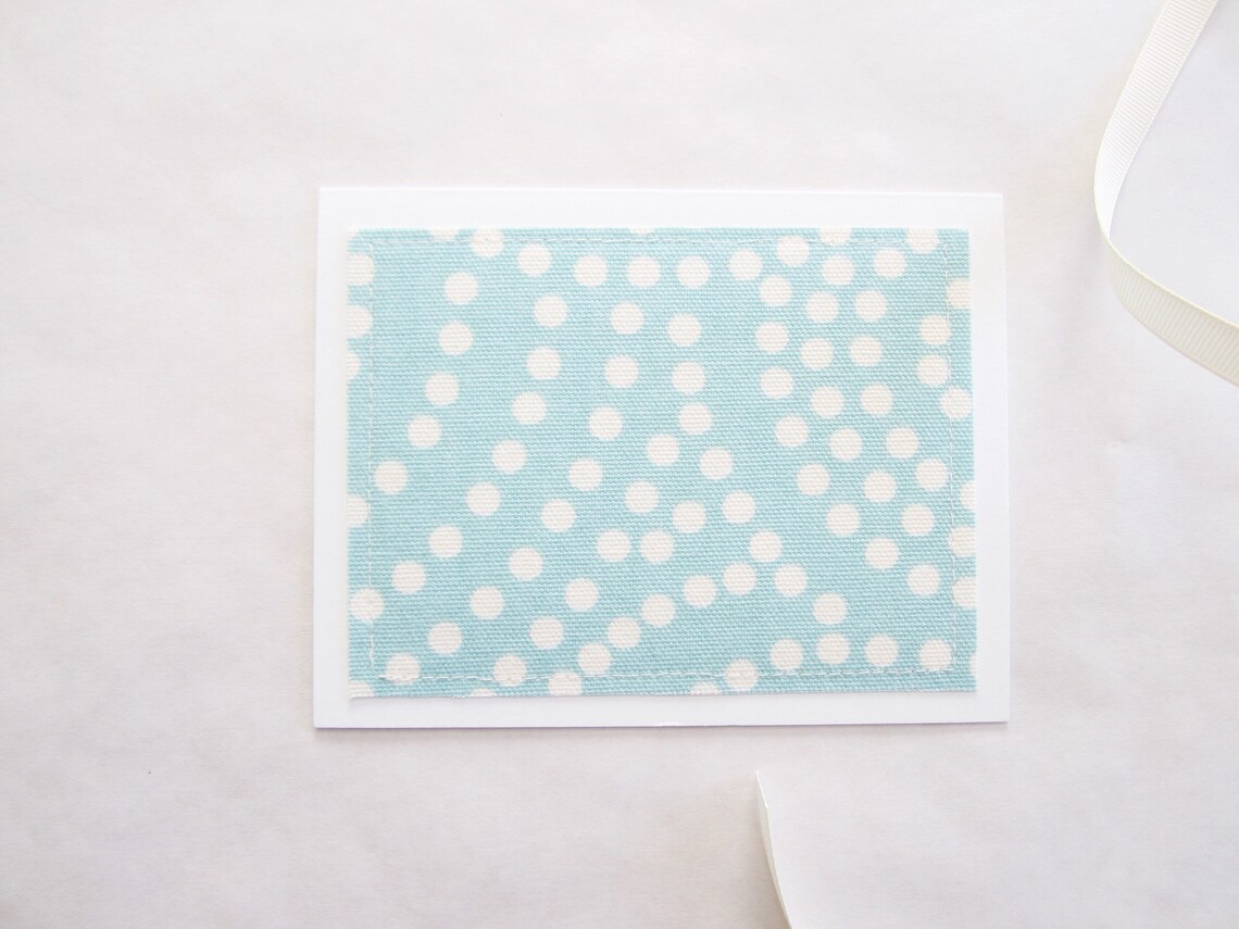 Folded note card set blank inside set of 8 aqua and cream Etsy