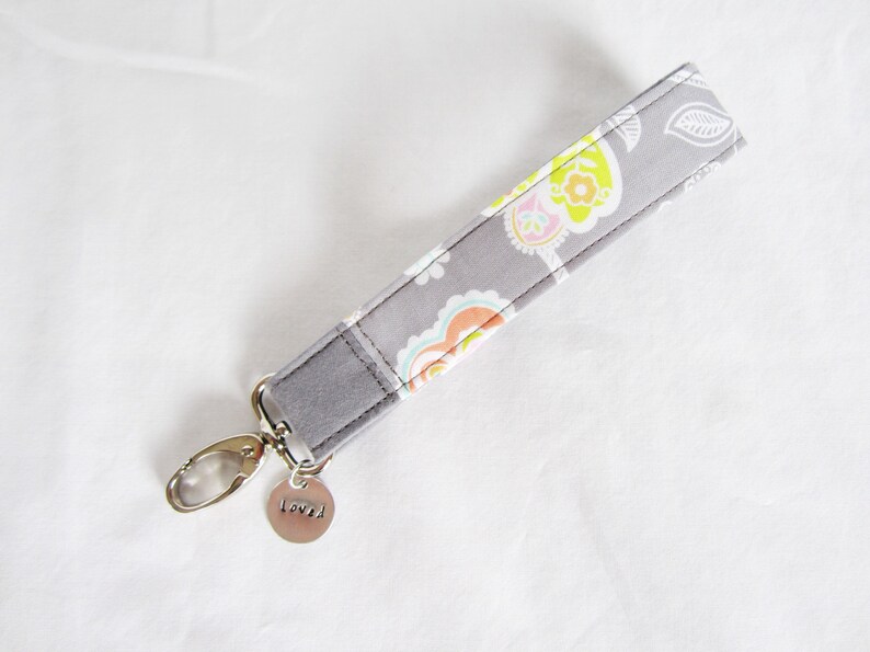 floral key lanyard Personalized wristlet keychain gift for her