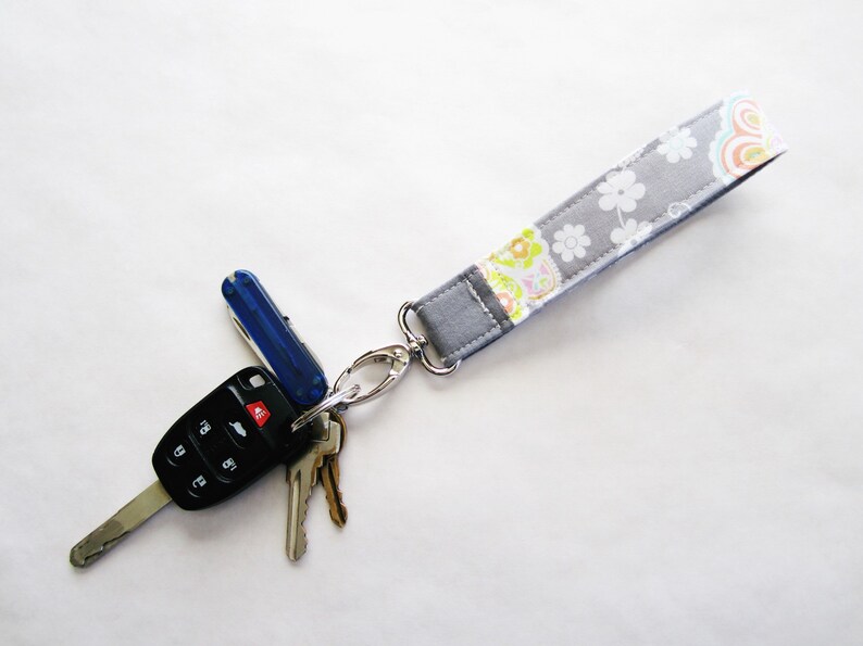 floral key lanyard Personalized wristlet keychain gift for her