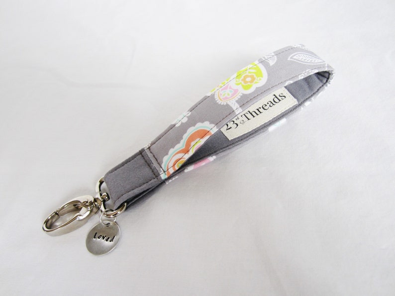 floral key lanyard Personalized wristlet keychain gift for her