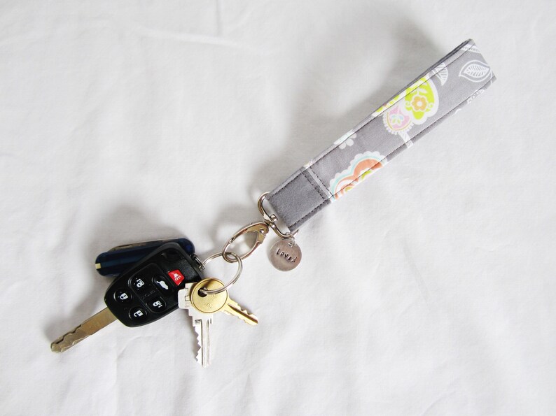 floral key lanyard Personalized wristlet keychain gift for her